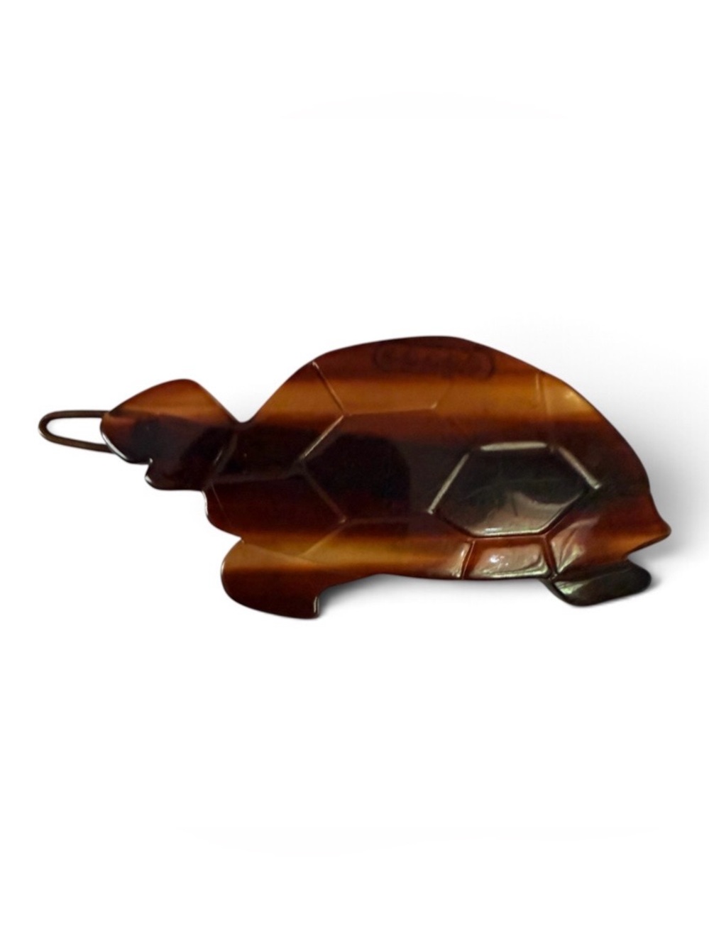 1960’s French Tortoise Turtle Barrette! Tortoise shaped hair clip, 2” Long, NOS